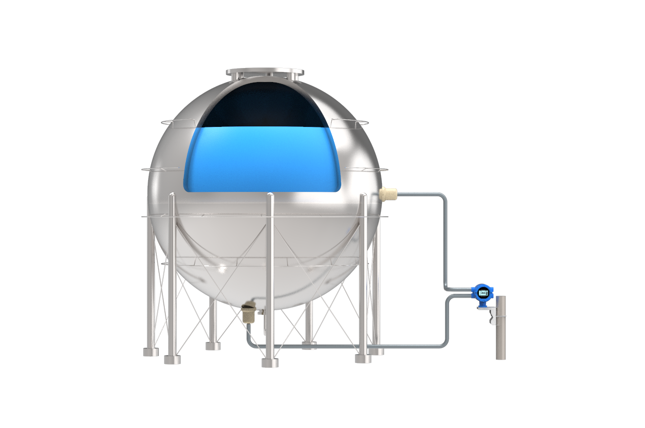 外貼液位計在濃硝酸球罐上的應用